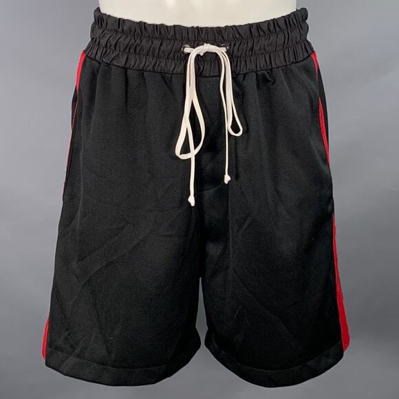 DANIEL PATRICK Size M Black Red Logo Polyester Drawstring Shorts - Picture 1 of 6